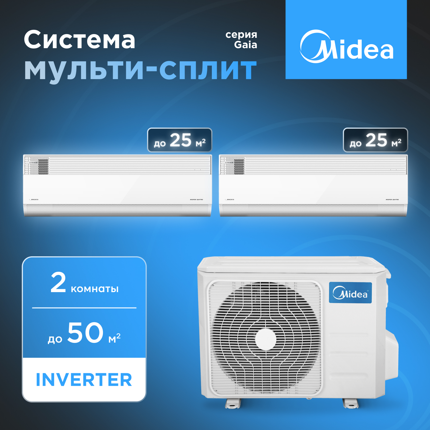 Мульти сплит система Midea M2OE-18HFN8-Q1/MMCA1BU-09HRFN8*2
