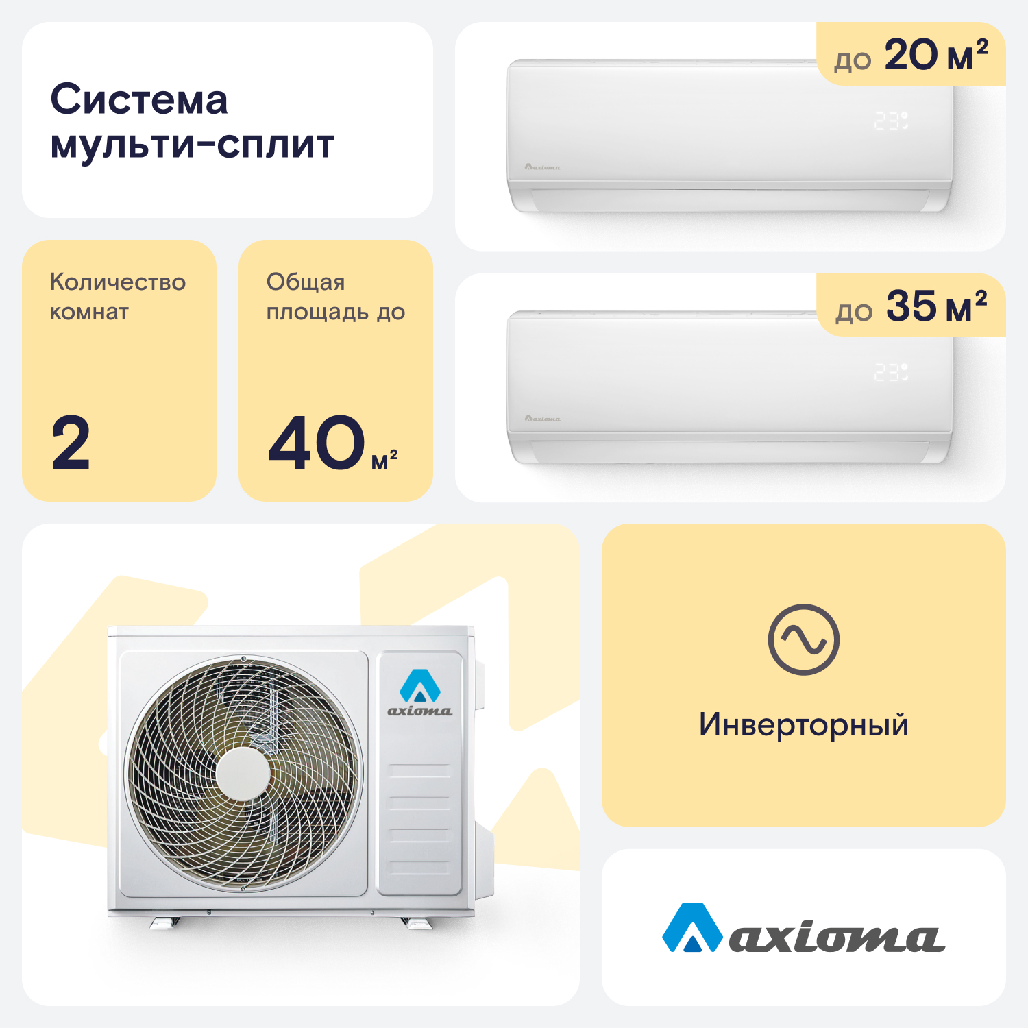 Мультисплит система Axioma ASB14M2Z1R/ASX07MHZ1R/ASX12MHZ1R