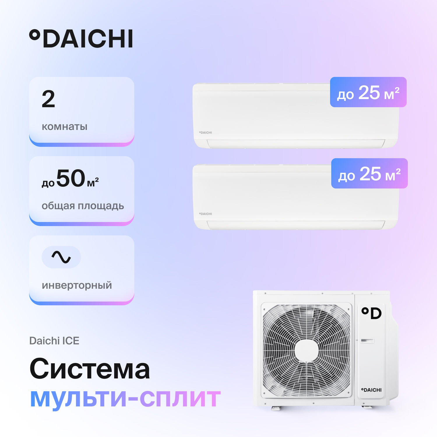 Мультисплит система Daichi DF50A2MS1R/ICE25AVQS1R/ICE25AVQS1R